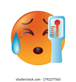 sick emoticon in white background vector illustration design