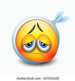 A sick emoticon who has toothache - emoji - vector illustration