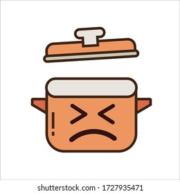 Sick Expression of Orange Cooking Pot Vector Design
