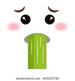 sick face emoticon kawaii style