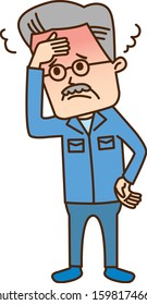 Sick, fevery, hard senior worker