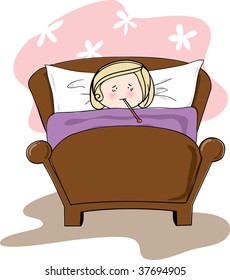 Girl Making Bed Vector Illustration Stock Vector (royalty Free) 443949469