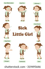 sick girl  characters Set Infographic.vector illustration