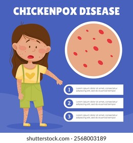 Sick Girl with Chickenpox Feel Unwell and Unhealthy Banner Design Vector Template