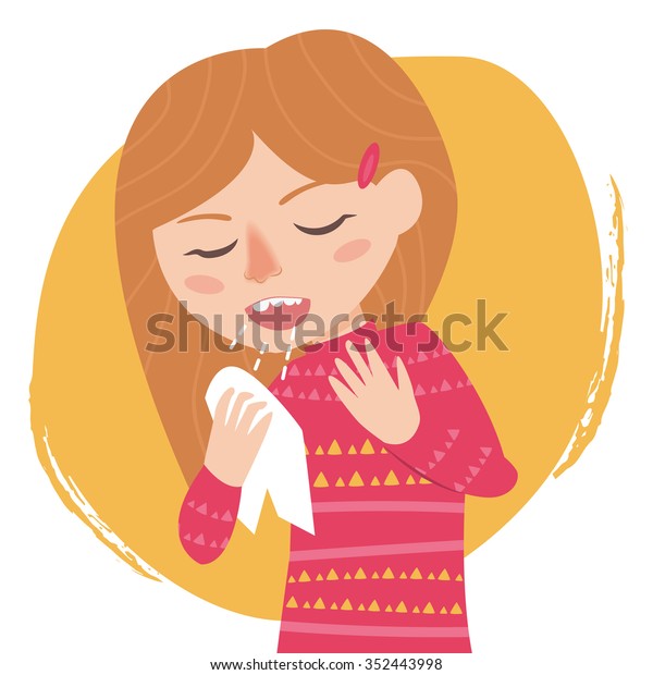 Sick Girl Cold Sneeze Vector Isolated Stock Vector (Royalty Free) 352443998