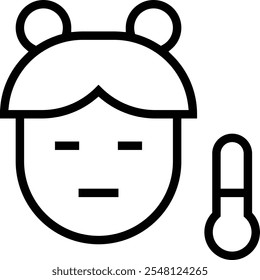sick girl icon. Thin linear style design isolated on white background