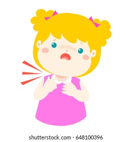 Sick Girl Sore Throat Cartoon Vector Stock Vector (Royalty Free ...