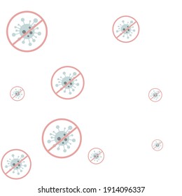 El Paro Gris Enfermo Covid Coronavirus Restringe El Fondo Virus. Vector de cuarentena de la Pandémica Negativa Roja Probida de Prueba Azul. Ilustración De Signos De Peligro Epidémico Covid-19 Silver Healthcare.