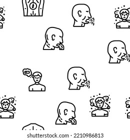 Sick Health Problem And Allergy vector seamless pattern thin line illustration
