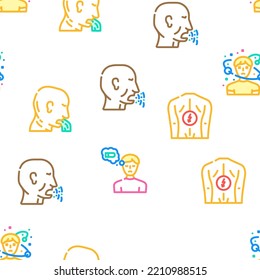 Sick Health Problem And Allergy vector seamless pattern thin line illustration