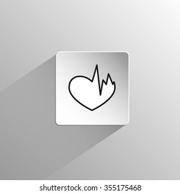 Sick heart black flat icon on a white background with long shadow