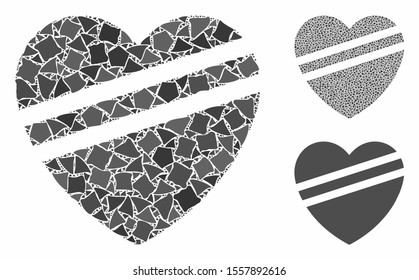 Sick heart mosaic of trembly elements in various sizes and color tinges, based on sick heart icon. Vector trembly pieces are grouped into mosaic. Sick heart icons collage with dotted pattern.