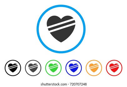 Sick Heart rounded icon. Style is a flat sick heart grey symbol inside light blue circle with black, gray, green, blue, red, orange versions. Vector designed for web and software interfaces.