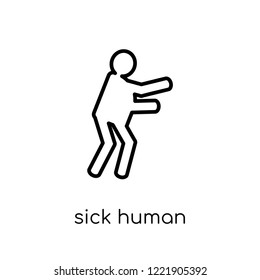 sick human icon. Trendy modern flat linear vector sick human icon on white background from thin line Feelings collection, editable outline stroke vector illustration