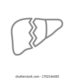 Sick Human Liver Line Icon. Disease Internal Organ, Acute Pain, Transplant Rejection Symbol