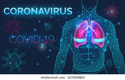 Sick human lungs, respiratory diseases, pneumonia, coronavirus, COVID-19, flu, cough and bronchitis. disease prevention, human body organs, breathing and healthcare, vector illustration