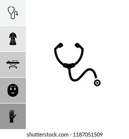 Sick icon. collection of 6 sick filled icons such as nurse gown, stethoscope, arm rash, sweating emot. editable sick icons for web and mobile.