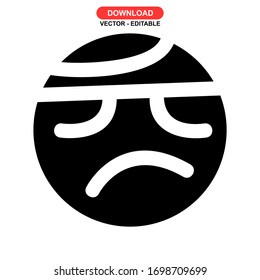icono enfermo o logotipo símbolo de signo aislado ilustración vectorial - iconos vectoriales de estilo negro de alta calidad
