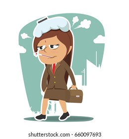 sick indian businesswoman going to work