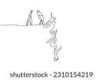 sick infected zombie people falling down the hill metaphor mistake line art