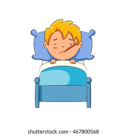Sick kid in bed