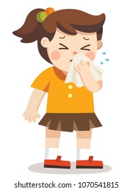 Girl Kid Coughing Because Sick Fever Stock Vector (Royalty Free) 1043775322