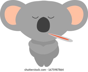 Sick koala, ilustración, vector sobre fondo blanco.