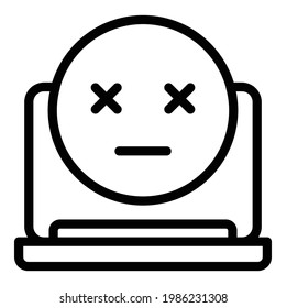 Sick laptop icon. Outline Sick laptop vector icon for web design isolated on white background