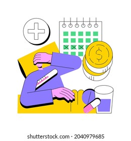 Sick Leave Abstract Concept Vector Illustration. Paid Days, Stay Home, Without Losing Pay, Social Insurance, Ill Worker, Sick Businessman, Home Office, Cold And Flu, Thermometer Abstract Metaphor.