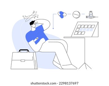 Sick leave abstract concept vector illustration. Paid days, stay home, without losing pay, social insurance, ill worker, sick businessman, home office, cold and flu, thermometer abstract metaphor.