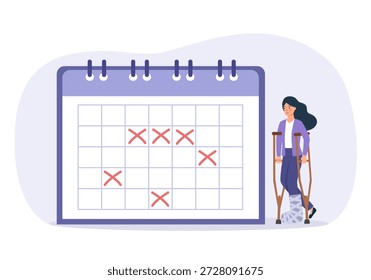 Sick leave concept vector illustration. Paid days, stay home, without losing pay, social insurance, ill worker.