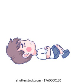 Sick little boy character design of vector. Doodle illustration style.