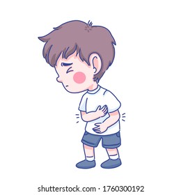 Diseño de carácter de niño enfermo del vector. Estilo de ilustración de Doodle.