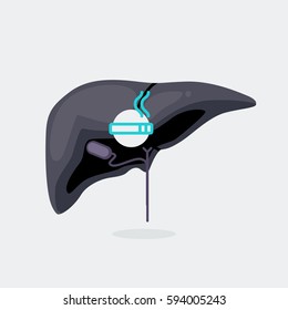 Sick liver vector illustration