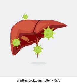 Sick liver vector illustration