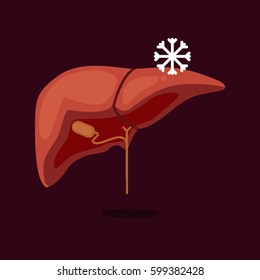 Sick liver vector illustration