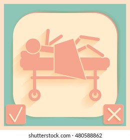 sick man in bed. hospital symbol. Patient lying on bed 