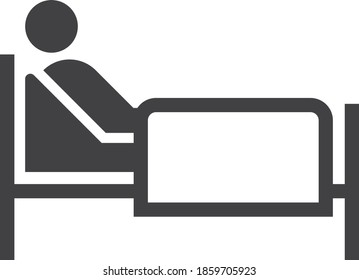 sick man with bed icon vector 