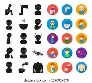 The sick man black,flat icons in set collection for design. Illness and treatment vector symbol stock web illustration.