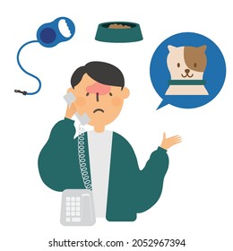 A Sick Man Is Calling Someone Who Can Take Care Of His Pet.