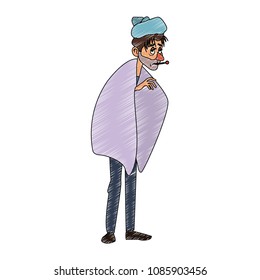 Sick man cartoon scribble