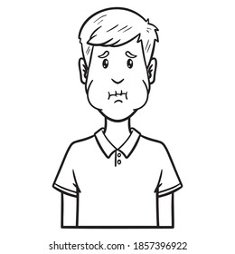 sick man. comic, outline, avatar, nausea.