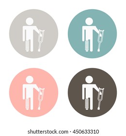 sick man with a crutch. disabled.