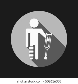 sick man with a crutch. disabled.