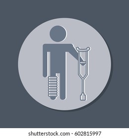 sick man with a crutch. disabled.
