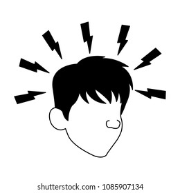 Sick man face on black and white colors