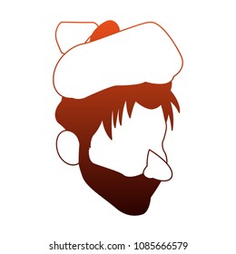 Sick man face on red and orange lines