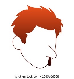 Sick man face on red and orange lines