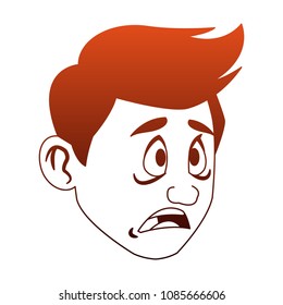 Sick man face on red and orange lines