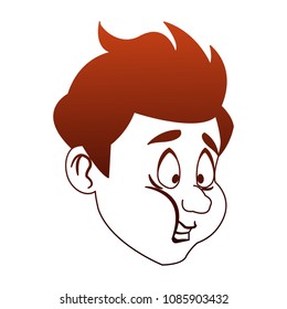 Sick man face on red and orange lines